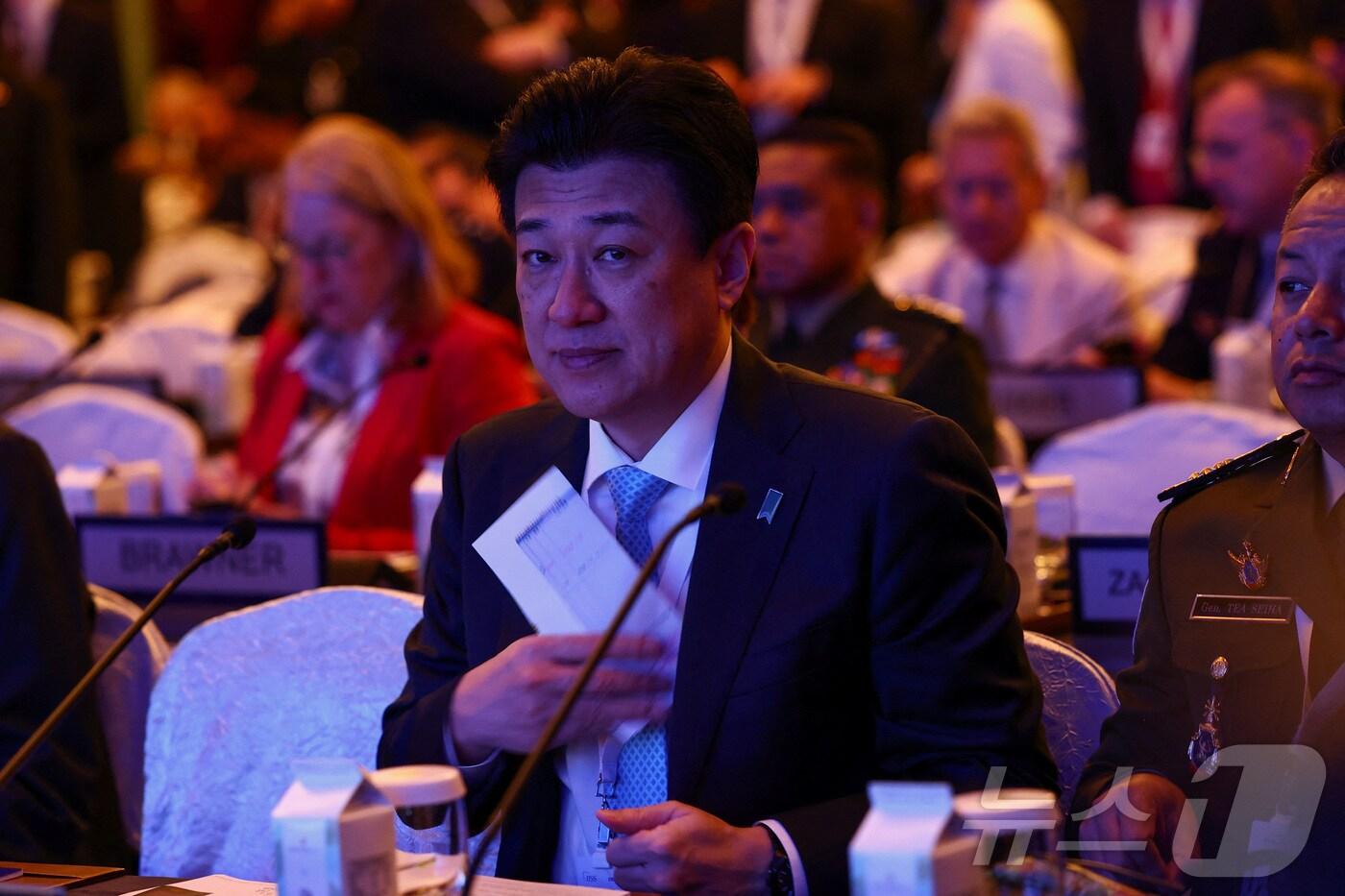 1일(현지시간) 기하라 미노루 일본 방위상이 제21차 아시아안보회의(샹그릴라 대화)에 참석한 모습. 24.06.01 ⓒ 로이터=뉴스1 ⓒ News1 김예슬 기자