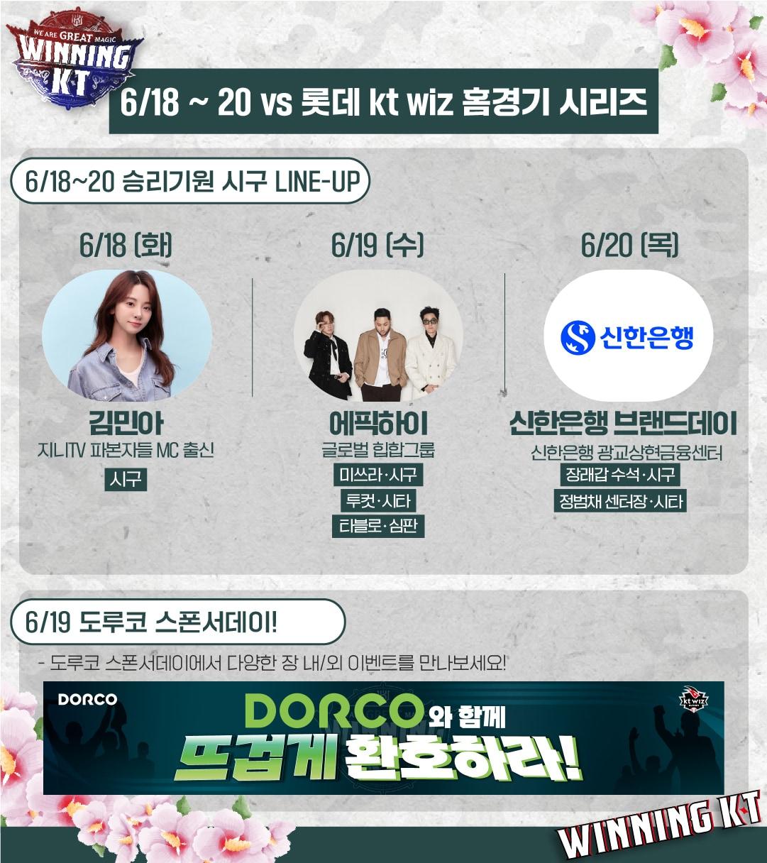 본문 이미지 - 프로야구 KT 위즈가 18~20일 열리는 롯데 자이언츠와의 주중 3연전에서 각종 행사를 진행한다. (KT 제공)