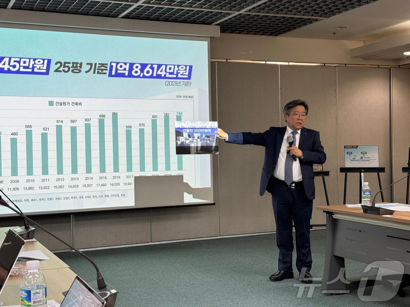 본문 이미지 - 김헌동 서울주택도시공사(SH공사) 사장이 17일 오전 서울시 강남구 개포동 SH공사 본사에서 열린 설명회에 참석했다.2024.6.17/뉴스1 ⓒ News1 한지명 기자