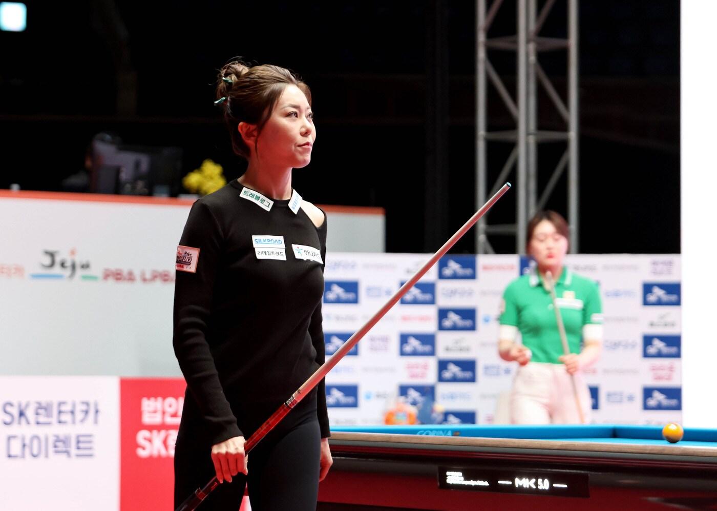 본문 이미지 -  64강서 탈락한 김가영(LPBA 제공)