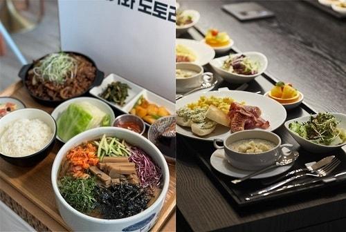 본문 이미지 - (왼쪽)풀무원에서 제공한 중식 (오른쪽)신세계 푸드에서 제공한 조식