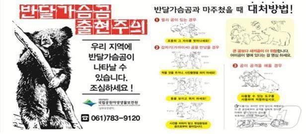 본문 이미지 - 반달가슴곰 출현 시 대처요령.(국립공원공단 야생생물보전원 제공)