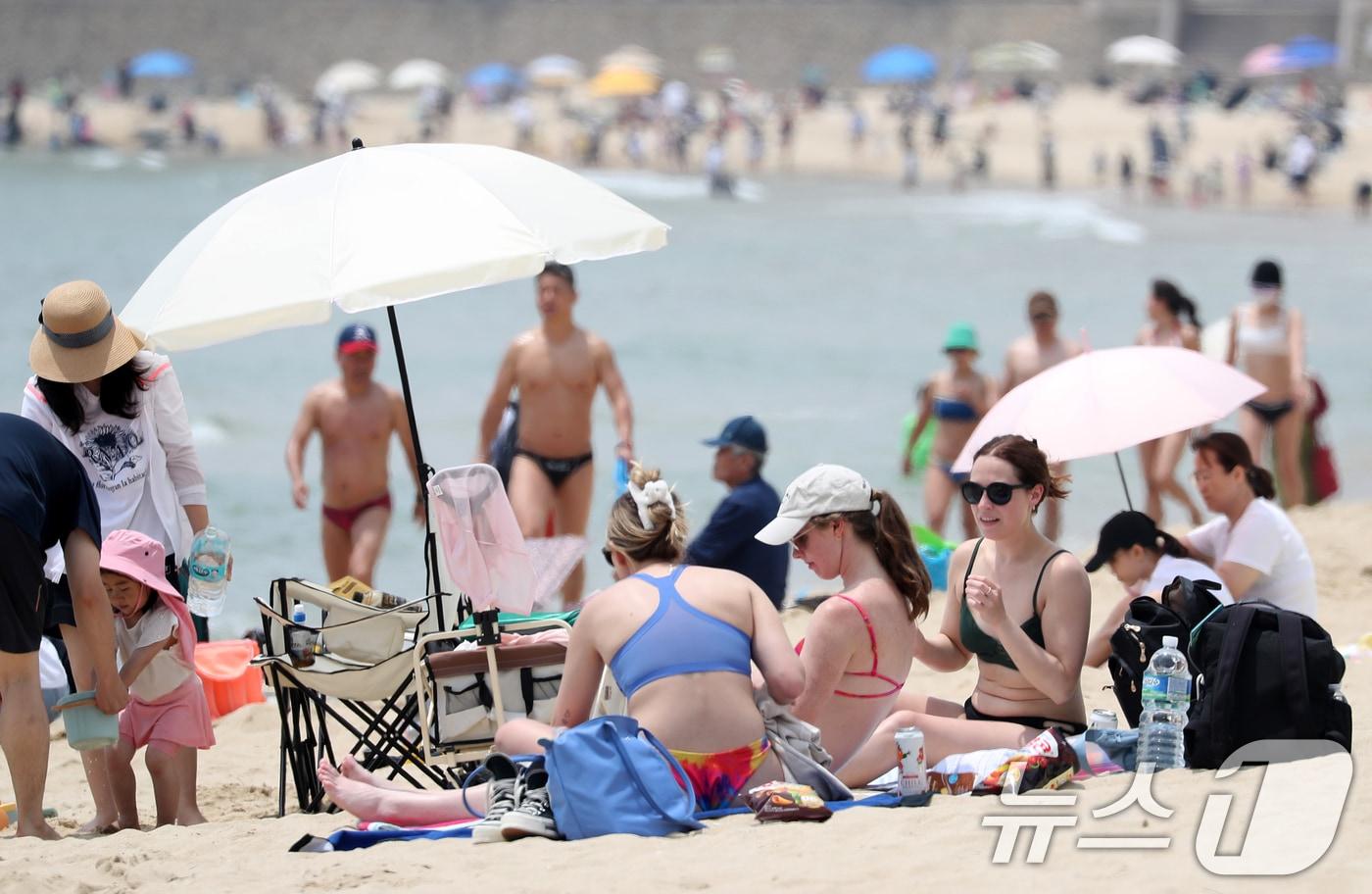 부산 해운대해수욕장이 부분 개장한 후 첫 주말을 맞은 2일 해운대해수욕장을 찾은 피서객들이 물놀이를 즐기며 더위를 식히고 있다. 부산 7개 해수욕장 전면 개장은 7월 1일이다. 2024.6.2/뉴스1 ⓒ News1 윤일지 기자