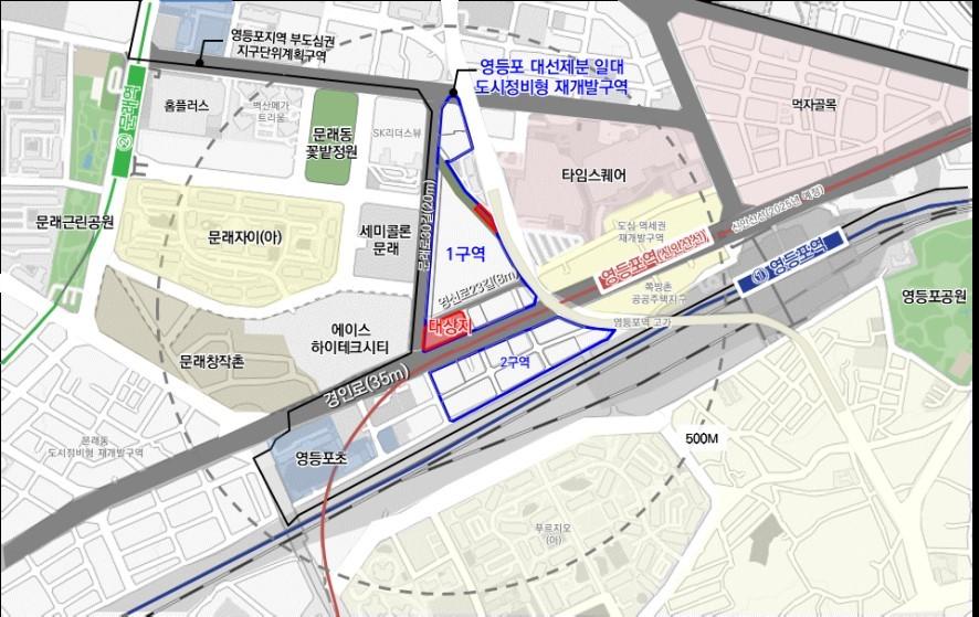 본문 이미지 - 대선제분 재개발 구역 위치도(서울시 제공).