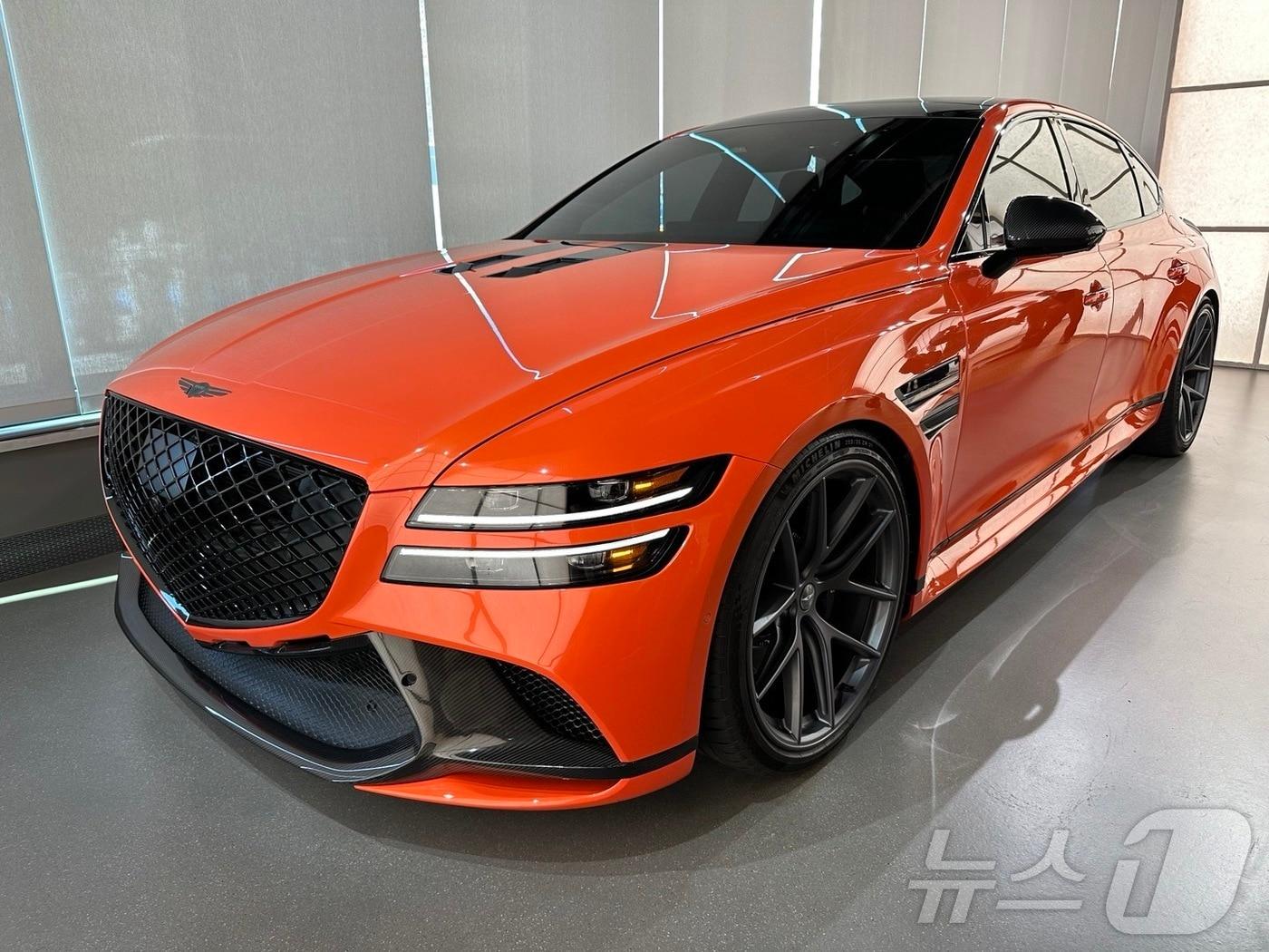 본문 이미지 - 제네시스가 4월 뉴욕서 공개한 G80 마그마 콘셉트카.ⓒ 뉴스1 이동희 기자 