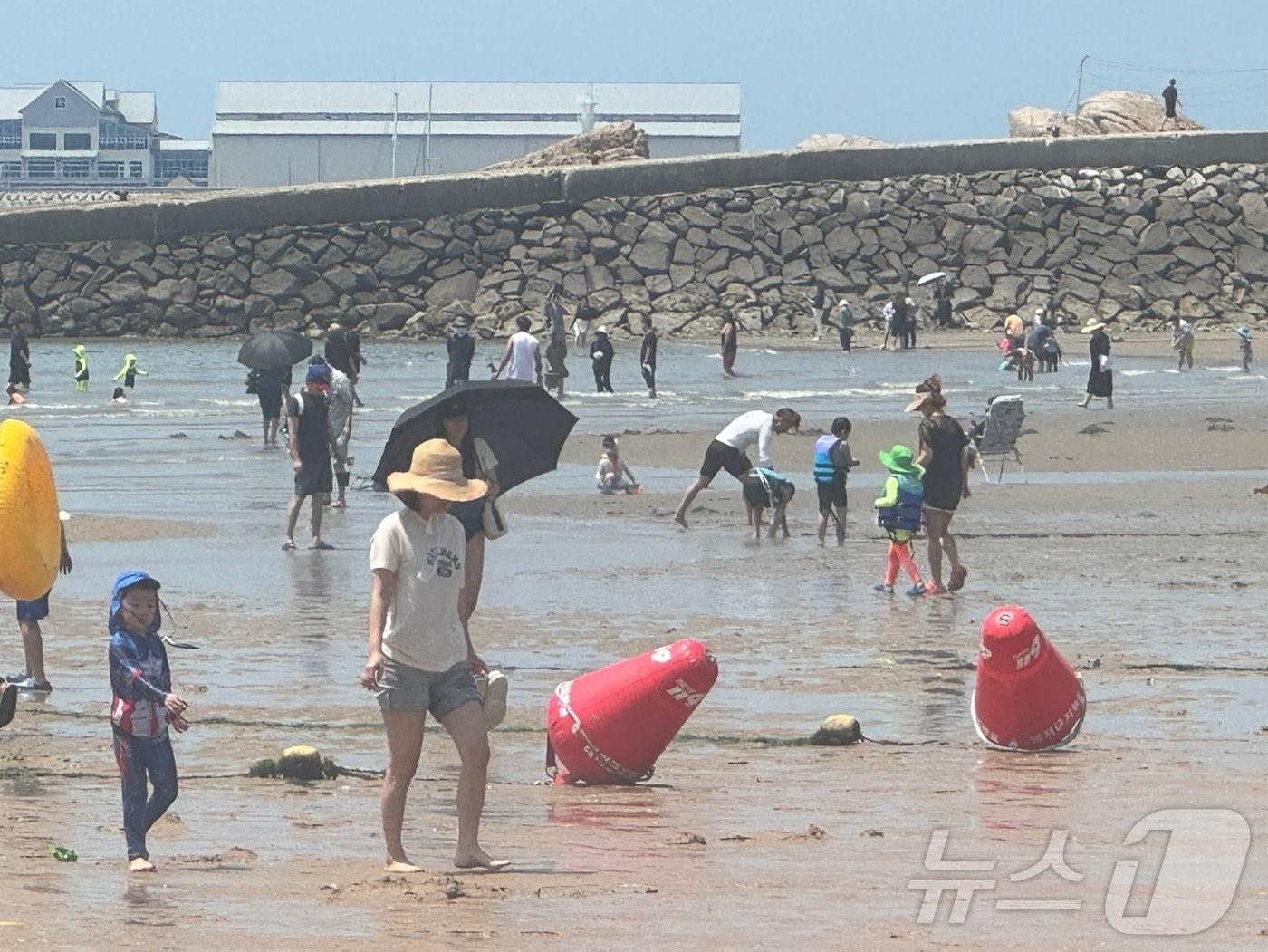 본문 이미지 - 23일 낮 1시쯤 인천시 중구 을왕리 해수욕장에서 시민들이 피서를 즐기고 있다.2024.6.23 ⓒ News1 박소영 기자