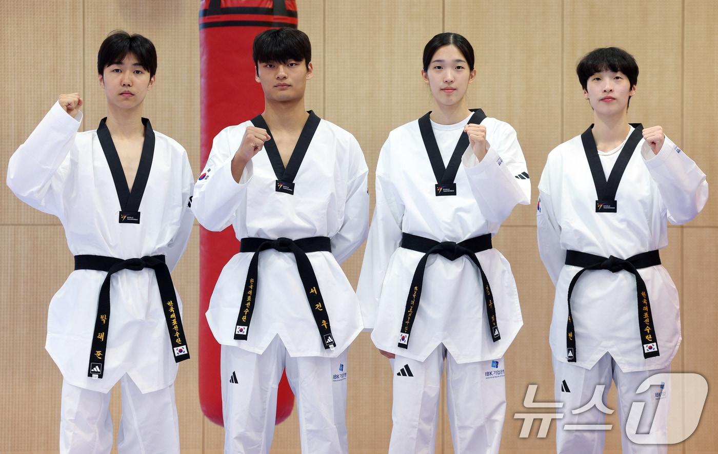태권도 국가대표팀 박태준, 서건우, 김유진, 이다빈(왼쪽부터) /뉴스1 ⓒ News1 박정호 기자