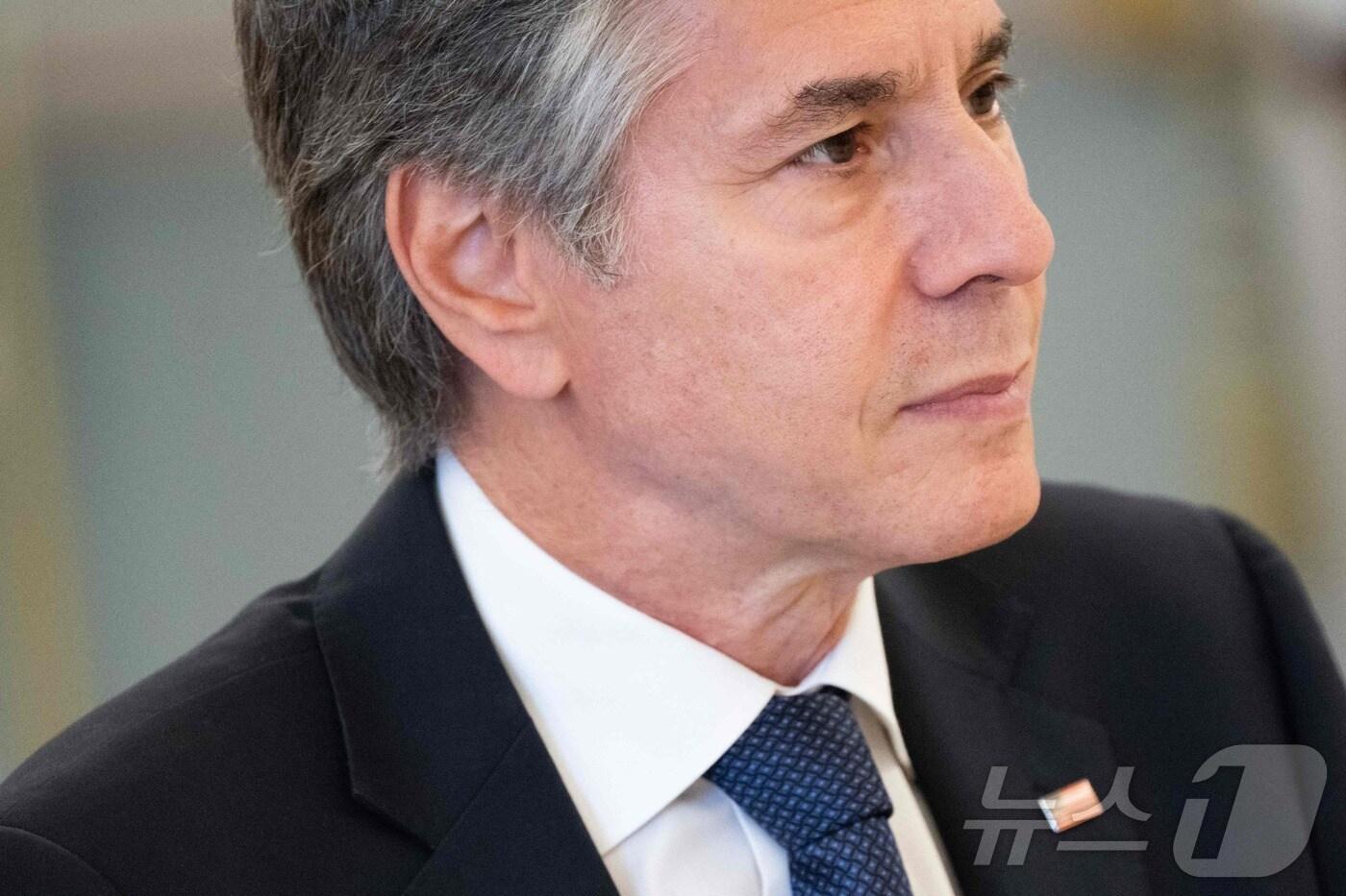 토니 블링컨 미국 국무장관이 25일 (현지시간) 워싱턴 국무부에서 무사 자미르 몰디브 외무장관과 회담을 하고 있다. 2024.06.26 ⓒ AFP=뉴스1 ⓒ News1 우동명 기자