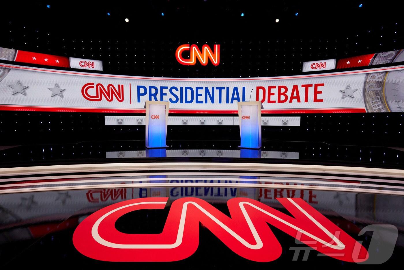 27일(현지시간) 조 바이든 미국 대통령과 도널드 트럼프 전 미국 대통령 간 TV 토론회가 열릴 미국 조지아주(州) 애틀랜타의 CNN 스튜디오. 24.06.26 ⓒ 로이터=뉴스1 ⓒ News1 김예슬 기자