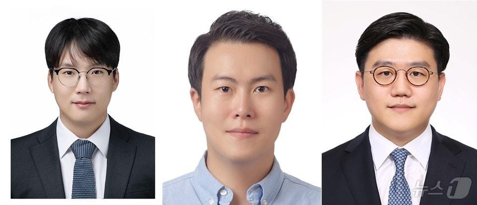 본문 이미지 - 왼쪽부터 화학공학과 배재형, 신소재공학과 이빈, 생체의공학과 박기주 교수.(경희대 제공)