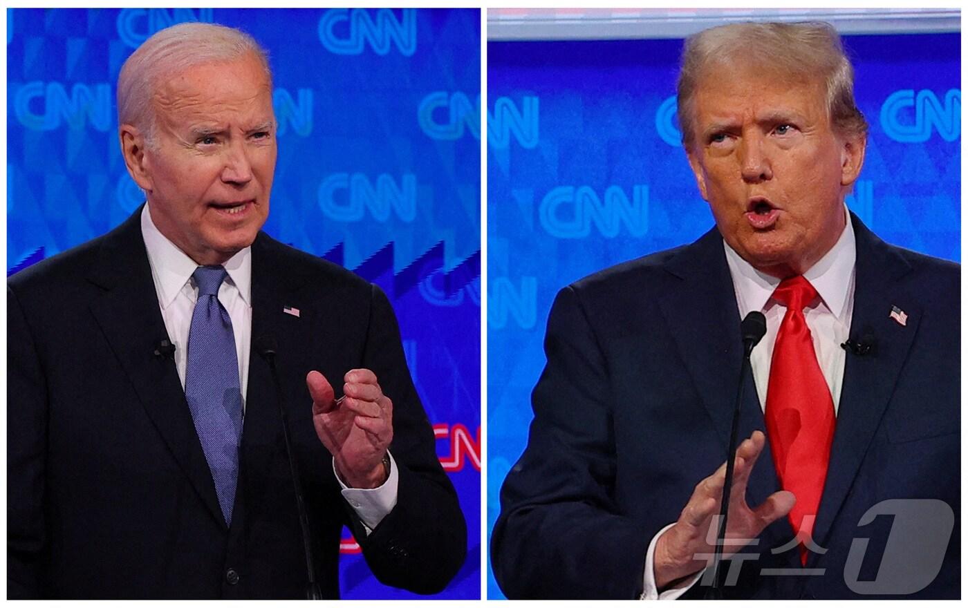 27일&#40;현지시간&#41; 조 바이든 미국 대통령과 도널드 트럼프 전 미국 대통령 간 첫 TV 토론회가 열렸다. 2024.06.27 ⓒ 로이터=뉴스1 ⓒ News1 임여익 기자