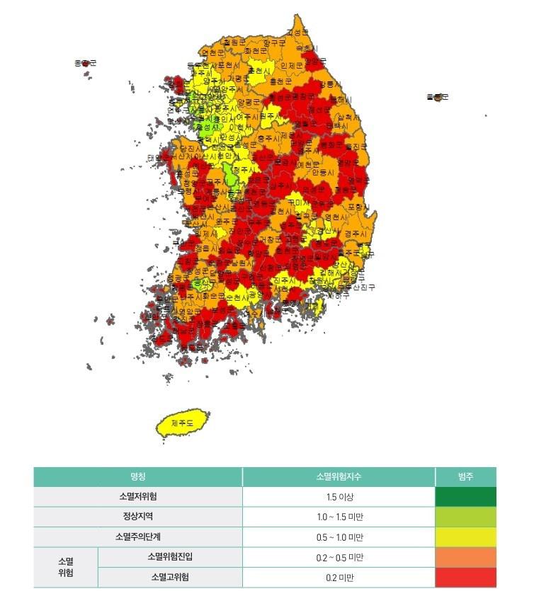 본문 이미지 - 고용정보원이 발간한 '지역산업과 고용' 여름호에 실린 소멸위험지역 현황과 특징 분석