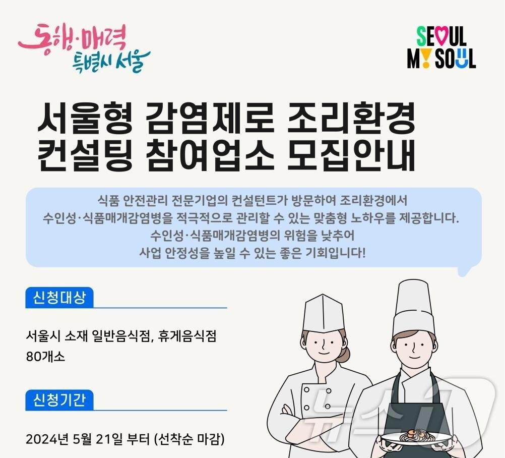 본문 이미지 -  서울시 '서울형 감염제로 조리환경 컨설팅 참여업소' 모집 (서울시 제공)