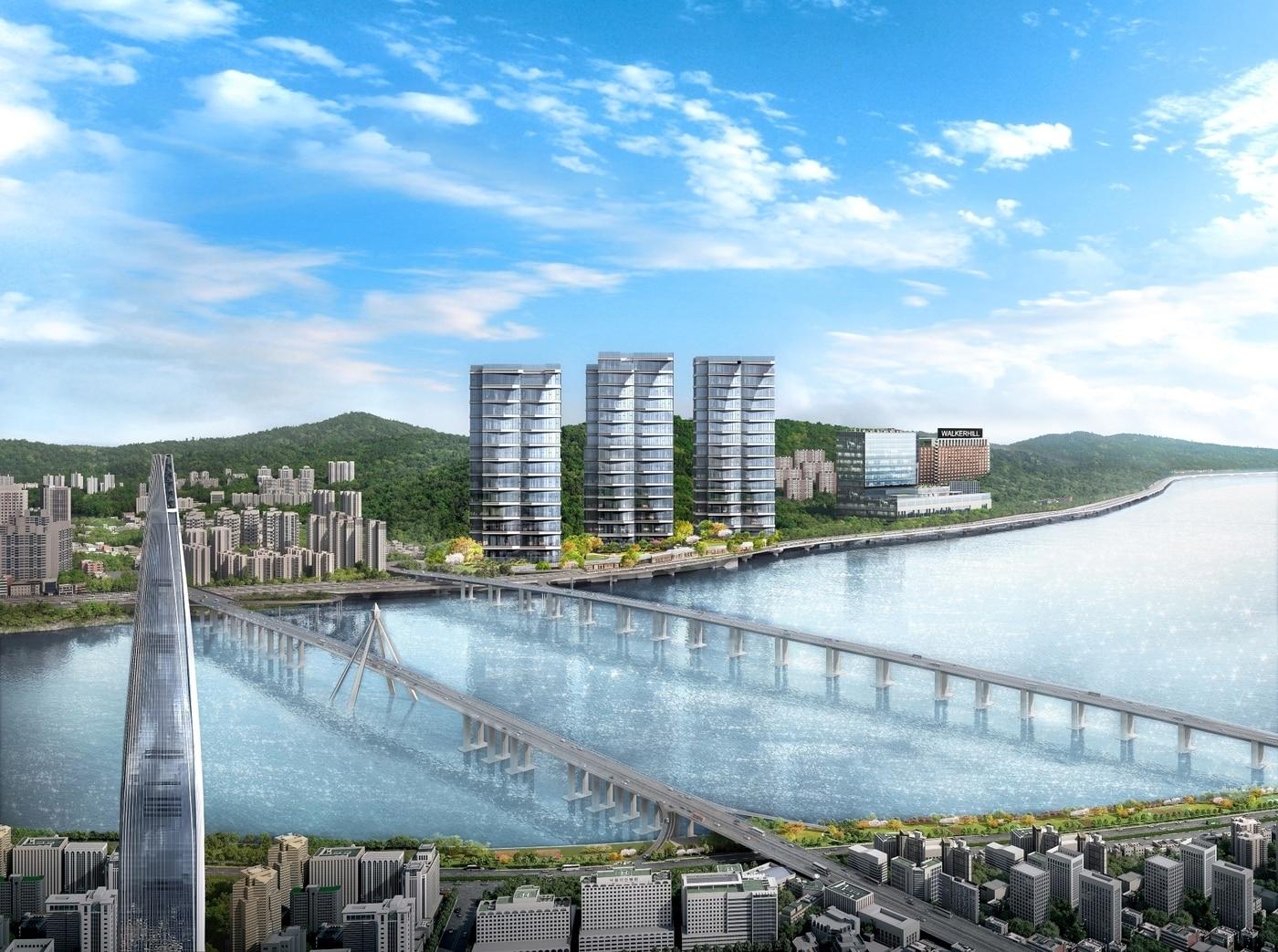 본문 이미지 - 평당 1억 원대에 분양한 '포제스한강' 조감도(포제스한강 제공).