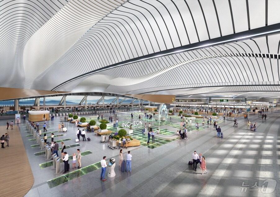 본문 이미지 - '인천공항 제1여객터미널' 출국홀.(희림종합건축사사무소 제공)
