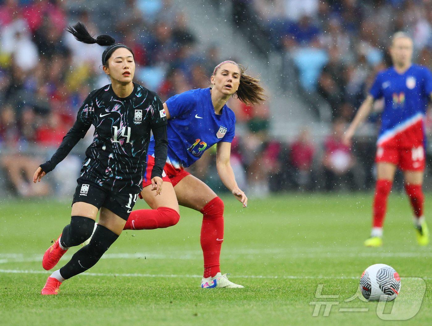 본문 이미지 - 한국 여자축구대표팀이 미국에 0-3으로 졌다. ⓒ AFP=뉴스1