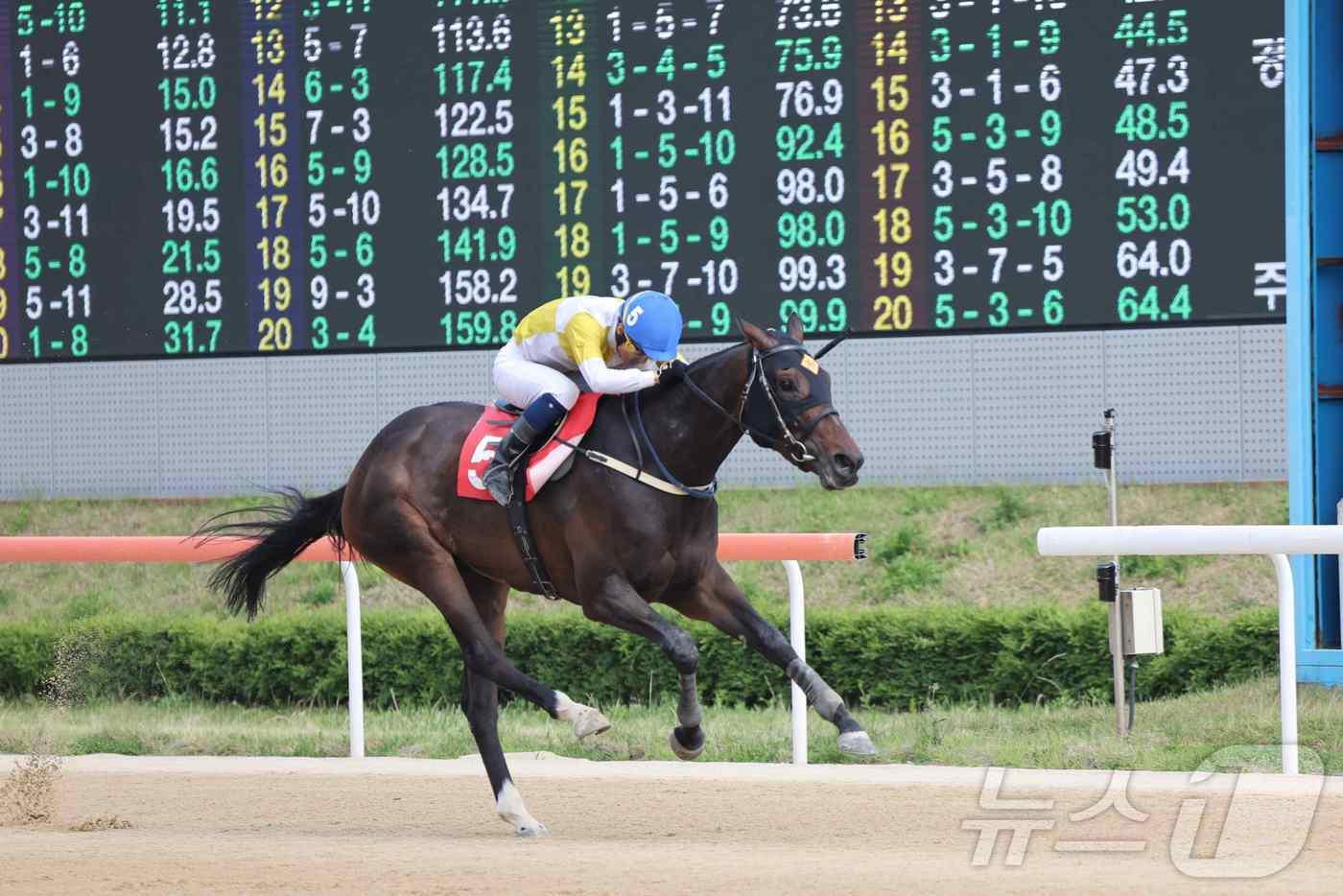 우승마 원더풀슬루와 문세영 기수(렛츠런파크 부산경남 제공)
