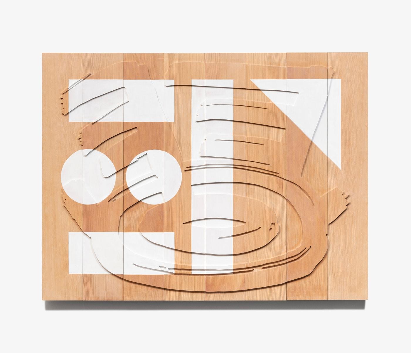 본문 이미지 - [갤러리현대] 이슬기, 현판프로젝트 쿵쿵, 2024, 홍송에 단청, 140 x 180 x 4 cm.