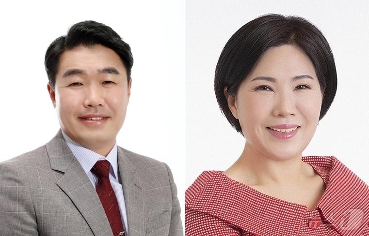 본문 이미지 - 증평군의회 후반기 의장에 선출된 조윤성 의원(왼쪽)과 부의장에 선출된 홍종숙 의원(오른쪽)/뉴스1