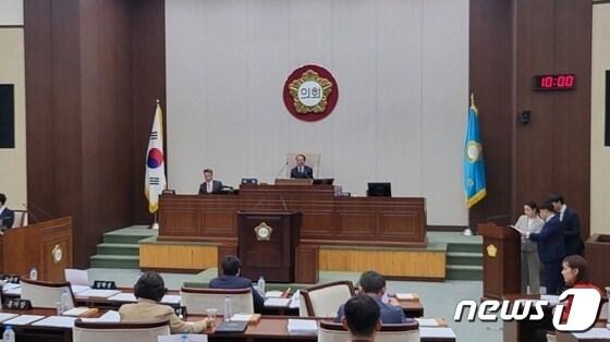 본문 이미지 - 강원 원주시의회 본회의장. 사진은 이해를 돕기 위한 것으로 기사내용과 직접 관련 없음. (뉴스1 DB)