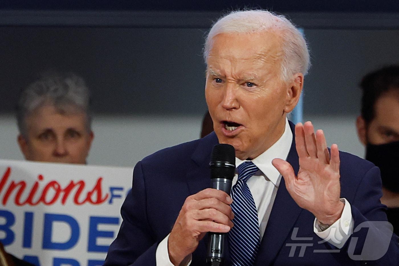 조 바이든 미국 대통령이 10일(현지시간) 워싱턴의 AFL-CIO 본부에서 열린 노조 지도자들과 모임에 참석해 연설을 하고 있다. 2024.07.11. ⓒ 로이터=뉴스1 ⓒ News1 우동명 기자