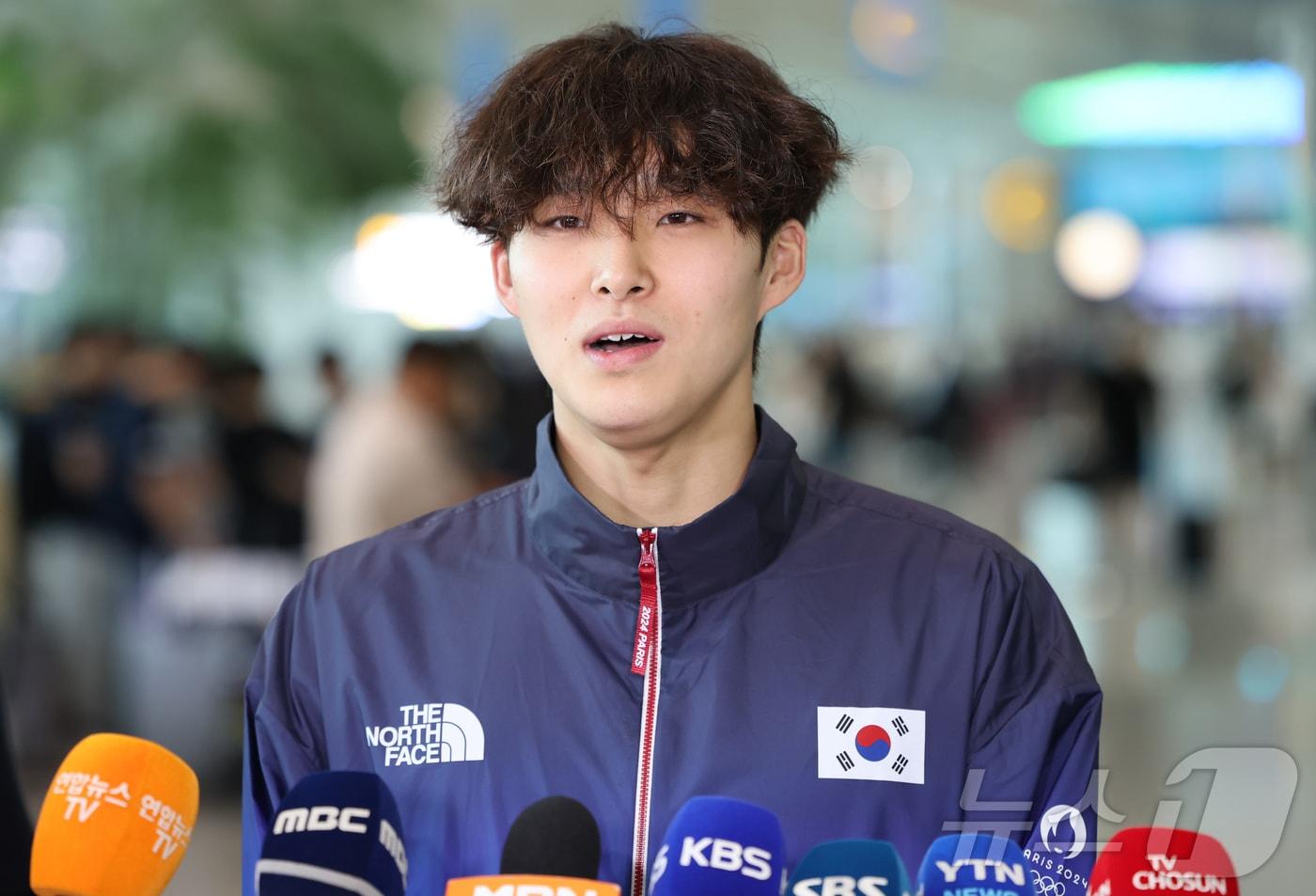 본문 이미지 - 2024 파리 올림픽에 출전하는 수영 국가대표팀 김우민/뉴스1 ⓒ News1 김도우 기자