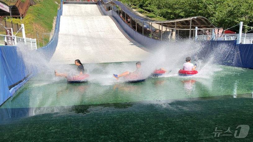 본문 이미지 - 좌구산휴양랜드 여름 물썰매장.(증평군 제공)/뉴스1