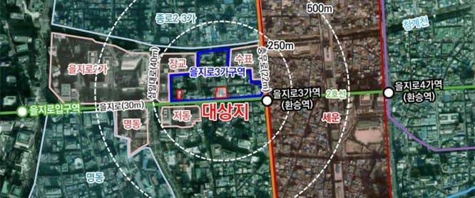 본문 이미지 - 을지로3가역 9지구 위치도(서울시 제공).