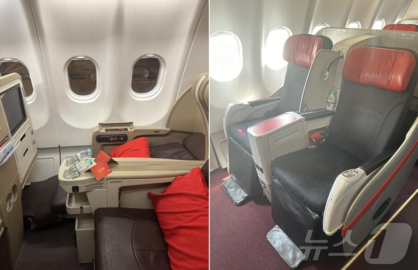 에어아시아의 D형(왼쪽)과 A형 프리미엄 플랫베드의 모습 2024.06.25/뉴스1 ⓒ News1 금준혁 기자