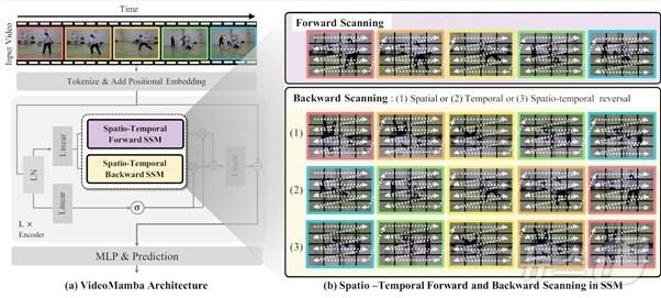 본문 이미지 - 비디오맘바 내부의 시공간적 전방 및 후방 선택적 상태 공간 모델 상세 구조.(KAIST 제공)/뉴스1