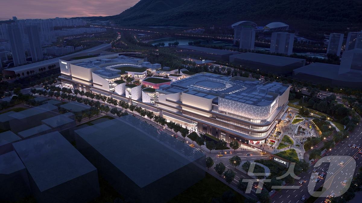 본문 이미지 - 대구 수성알파시티에 건립 중인 복합쇼핑몰 '타임빌라스 수성' 조감도. (대구시 제공)/뉴스1