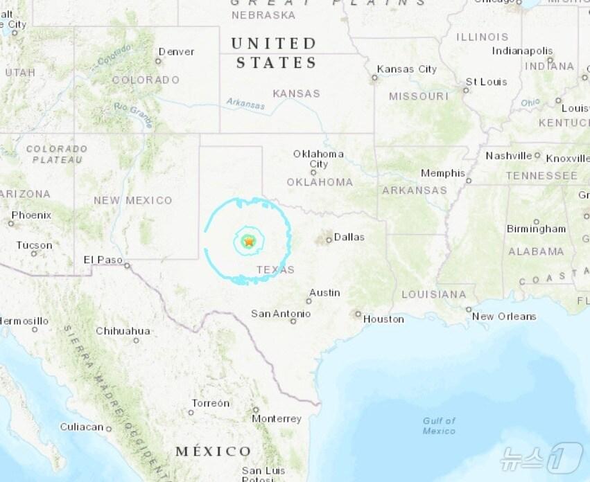 본문 이미지 - 미국 텍사스주에서 규모 4.8 지진이 발생했다. <출처=미 지질조사국>