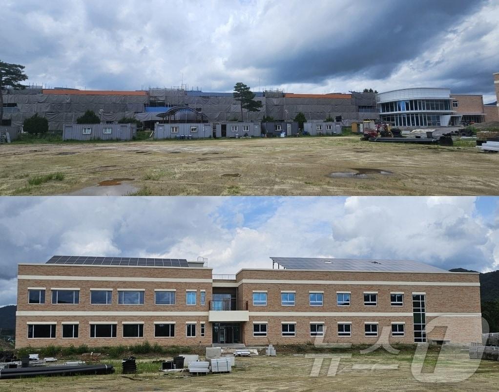 본문 이미지 - 2025년 3월 개교하는 (가칭)단재고등학교 7월 현재 모습.(충북교육청 제공)/뉴스1