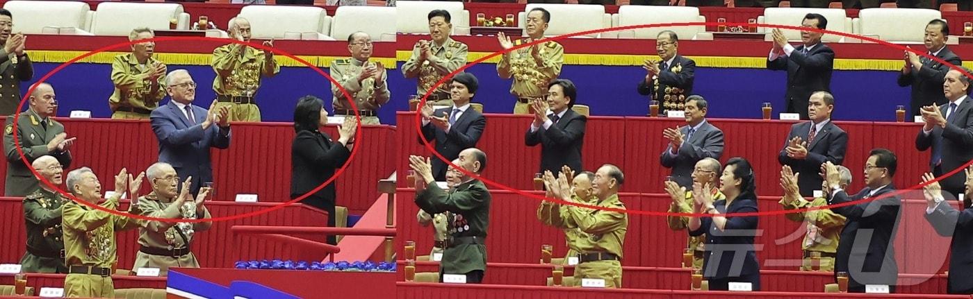 (평양 노동신문=뉴스1) =북한이 전승절 71주년을 맞아 개최한 행사에 주북 대사들이 초대됐다. 러시아, 베트남, 몽골, 니카라과 대사는 보이지만 중국대사는 포착되지 않았다.  [국내에서만 사용가능. 재배포 금지. DB 금지. For Use Only in the Republic of Korea. Redistribution Prohibited] rodongphoto@news1.kr 