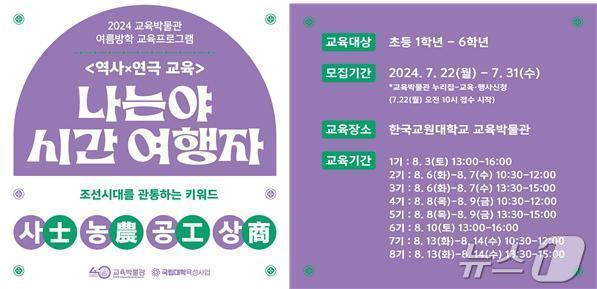 본문 이미지 - 한국교원대학교 교육박물관은 여름방학을 맞아 지역 초등학생을 위한 역사연극 교육프로그램 '나는야, 시간여행자'를 다음 달 3일부터 14일까지 16회 운영한다.(한국교원대 제공)/뉴스1