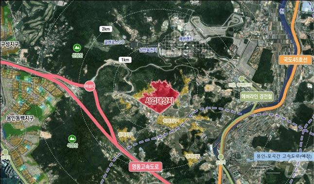 본문 이미지 - 용인 포곡 공공지원 민간임대주택 공급 촉진 지구 위치도.(용인시 제공)