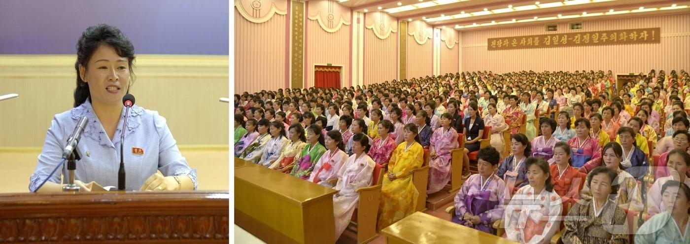 (평양 노동신문=뉴스1) = 북한 노동당 기관지 노동신문은 5일 김일성 주석 사망 30주기를 기념해 "노동계와 직맹원들의 덕성발표모임이 4일 중앙노동자회관에서, 여맹일꾼들과 여맹원들의 덕성발표모임이 4일 여성회관에서 진행됐다＂라고 보도했다. [국내에서만 사용가능. 재배포 금지. DB 금지. For Use Only in the Republic of Korea. Redistribution Prohibited] rodongphoto@news1.kr