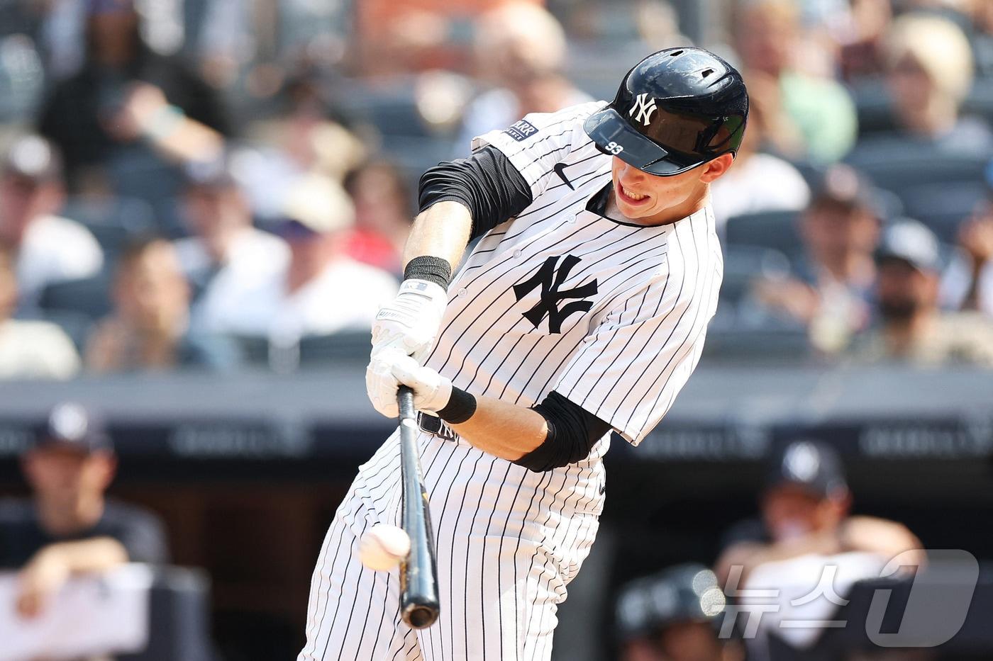 뉴욕 양키스 벤 라이스가 7일(한국시간) 열린 보스턴 레드삭스와의 경기에서 3홈런 7타점을 기록했다. ⓒ AFP=뉴스1