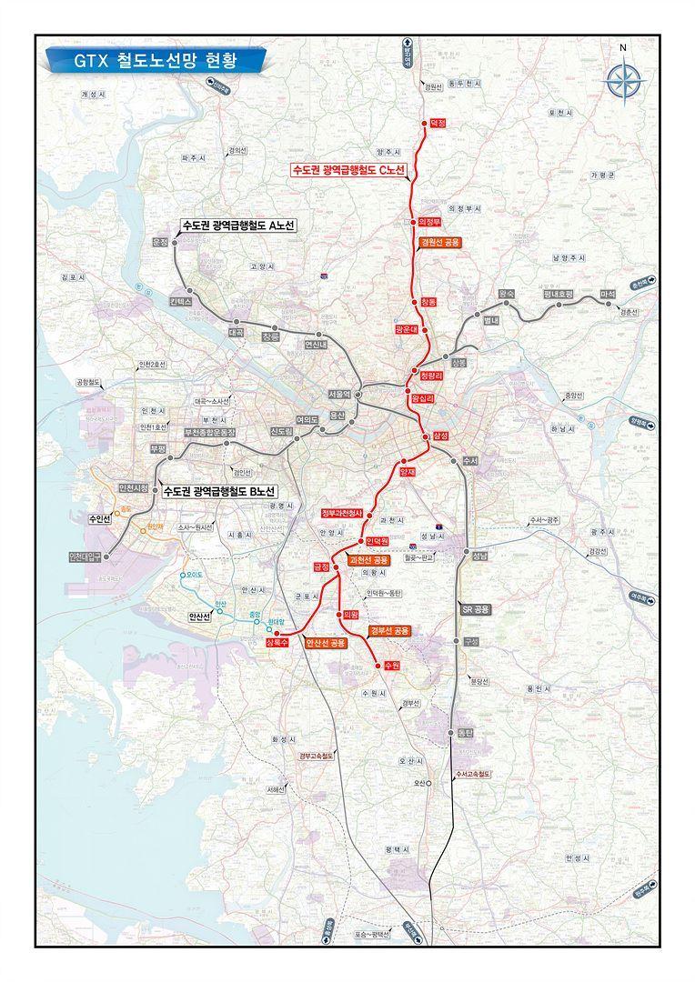 본문 이미지 - 수도권광역급행철도(GTX) C 노선도.(한국철도공사 제공)