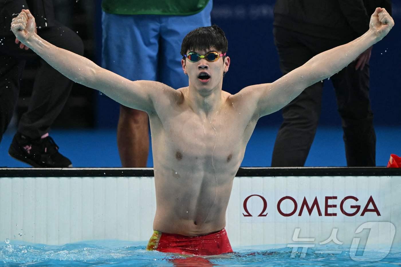 남자 자유형 100m 금메달리스트 중국 판잔러 ⓒ AFP=뉴스1 금준혁 기자