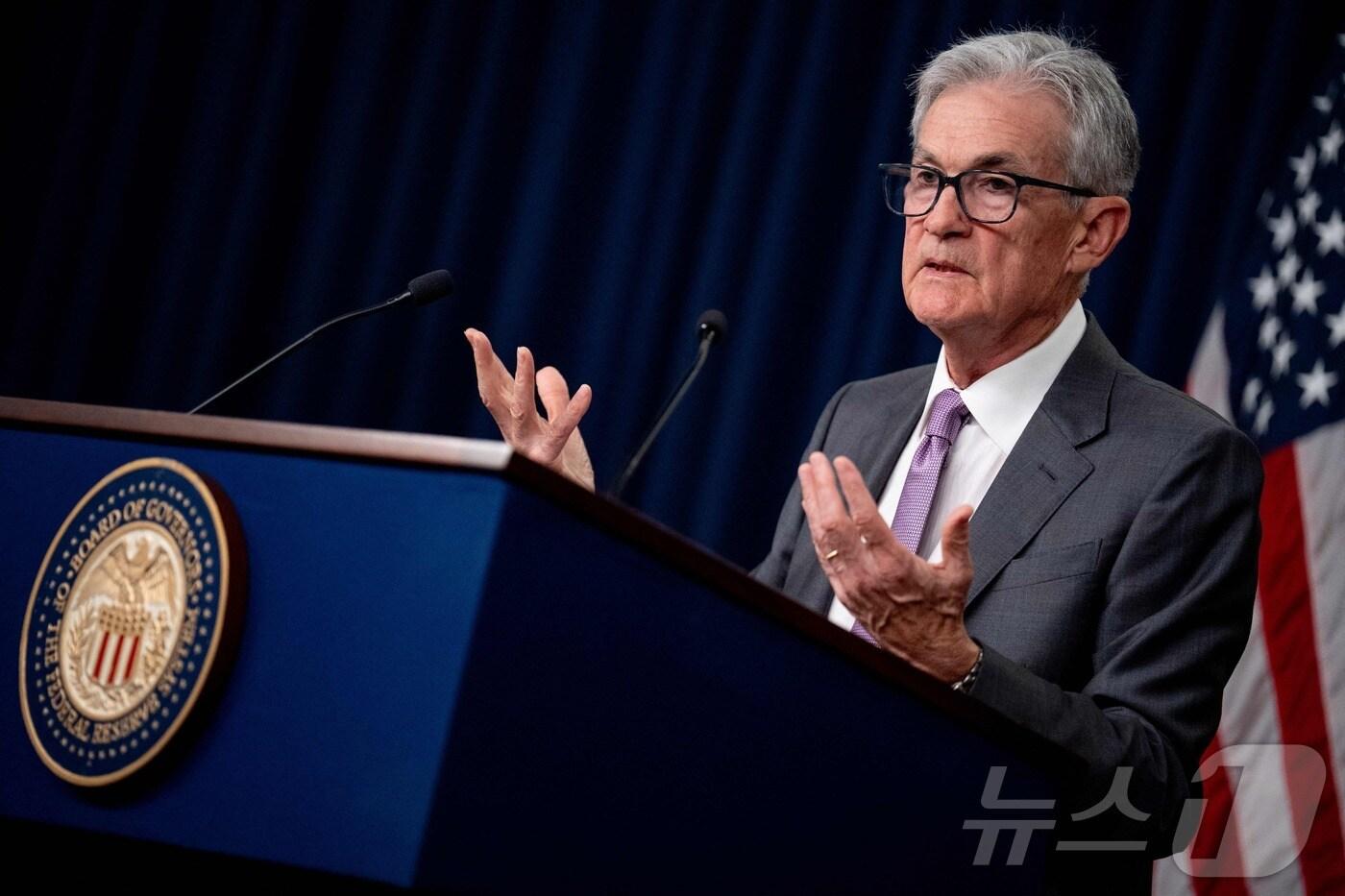 제롬 파월 미국 연방준비제도(Fed) 의장이 31일(현지시간) 공개시장위원회(FOMC)가 끝나고 열린 기자회견에서 발언하고 있다. 2024.07.31. ⓒ AFP=뉴스1 ⓒ News1 김종훈 기자
