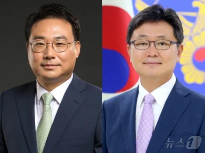 본문 이미지 - 김준영 강원경찰청장(왼쪽)과 오문교 충남경찰청장이 10일 경찰 내 서열 2위인 '치안정감' 승진자로 내정됐다. ⓒ 뉴스1