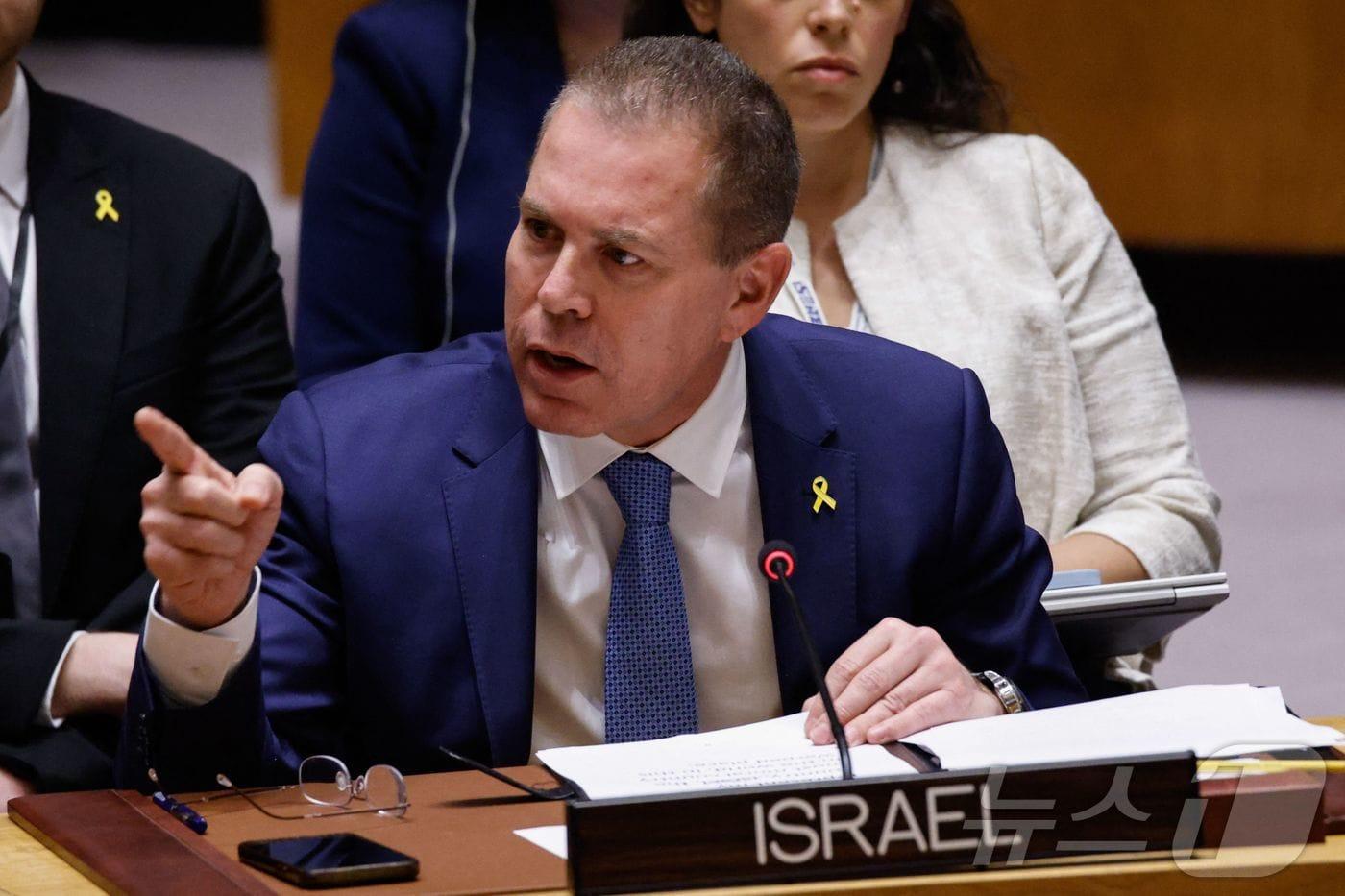 본문 이미지 - 길라드 에르단 전 주유엔 이스라엘 대사. 2024.08.13 ⓒ AFP=뉴스1