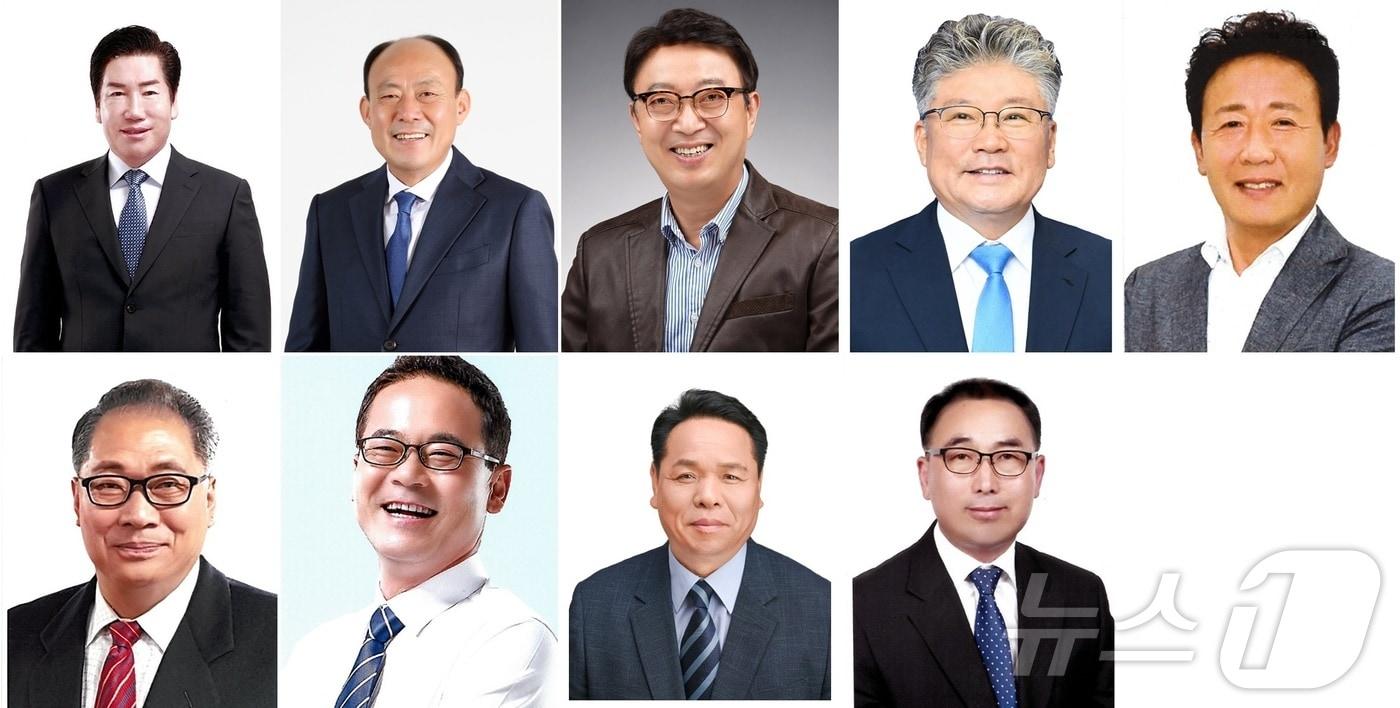 본문 이미지 - 16일까지 선관위에 예비후보 등록을 한 영광군수 재보궐선거 후보들. 좌측 상단부터 우측으로 양재휘, 이동권, 장현, 장세일, 장기소, 정광일, 이석하, 오기원, 김기열 예비후보.2024.8.16./뉴스1