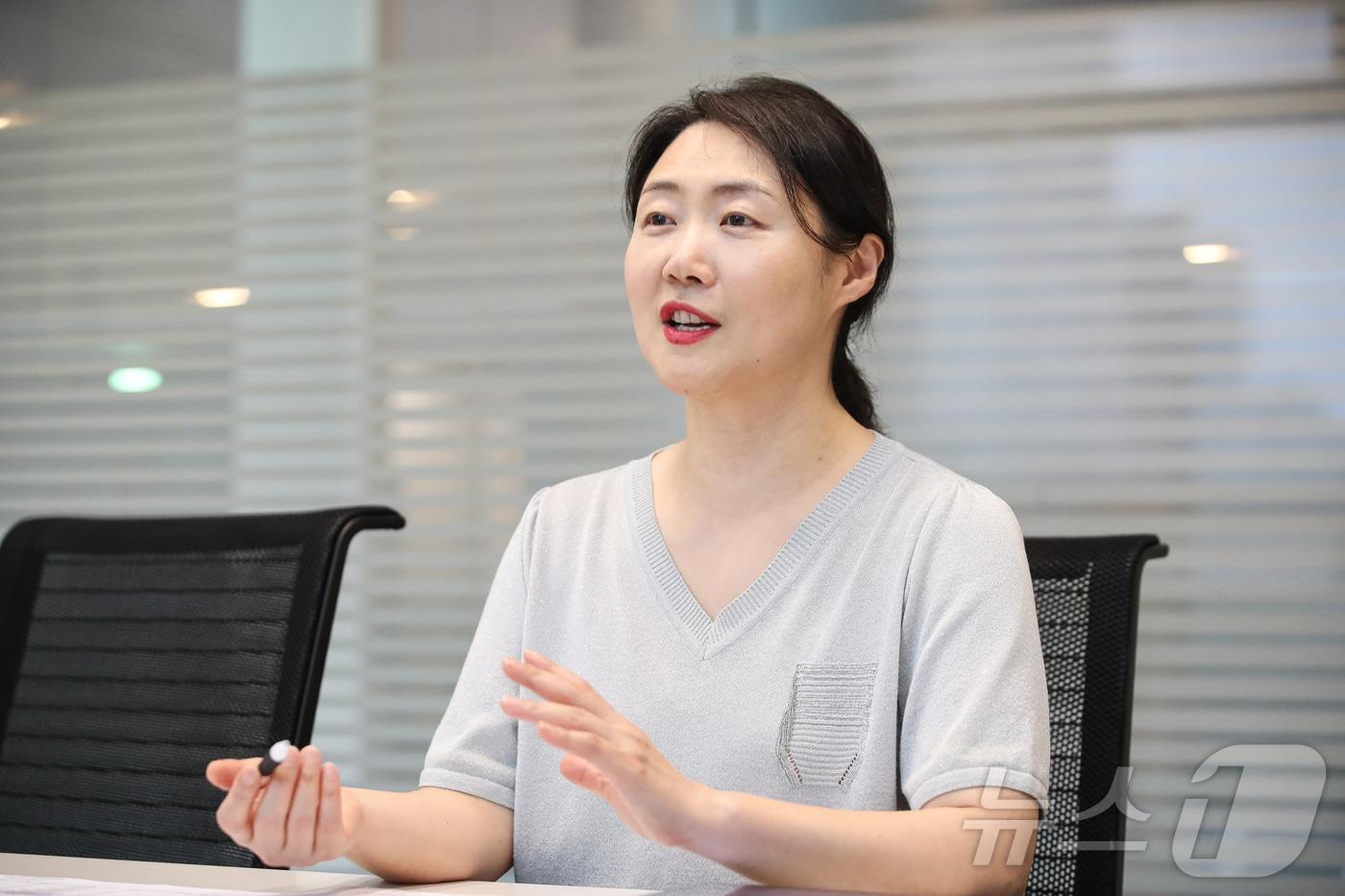 본문 이미지 - 민수아 삼성액티브자산운용 대표가 16일 서울 서초구 사옥에서 뉴스1과 인터뷰하고 있다. 2024.8.16/뉴스1 ⓒ News1 이승배 기자