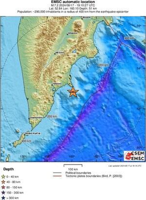 본문 이미지 - EMSC가 18일 관측한 지도의 지원지. 2024.08.18/