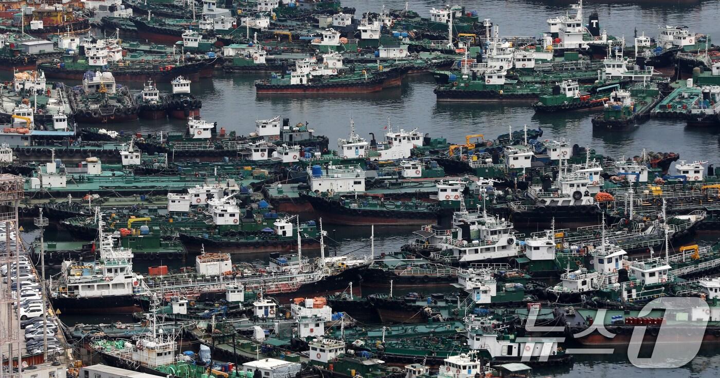  부산항 5부두에 정박중인 선박들 ⓒ News1 윤일지 기자