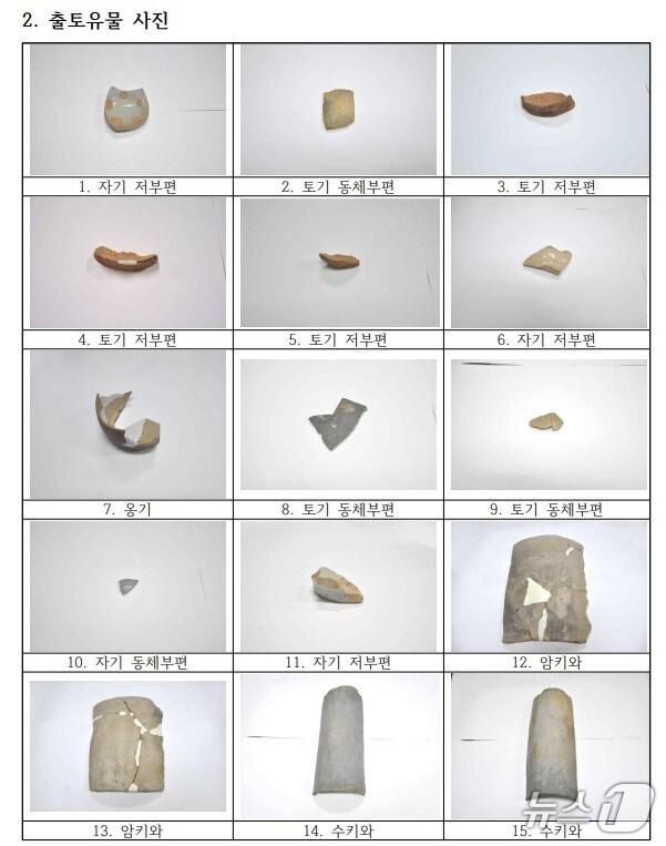 본문 이미지 - 광주 서구서 발견된 출토 유물.(광주 서구 제공) 2024.8.19/뉴스1 