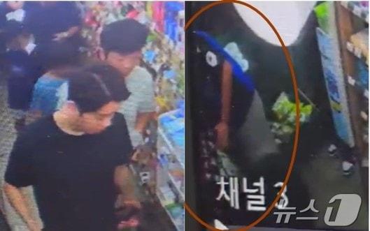 본문 이미지 - 송민재 군이 쓰러진 한 시민의 의식을 확인하는 모습(사진 오른쪽)과 놀란 눈으로 상황을 주시하고 있는 시민들(사진 왼쪽).독자제공/뉴스1