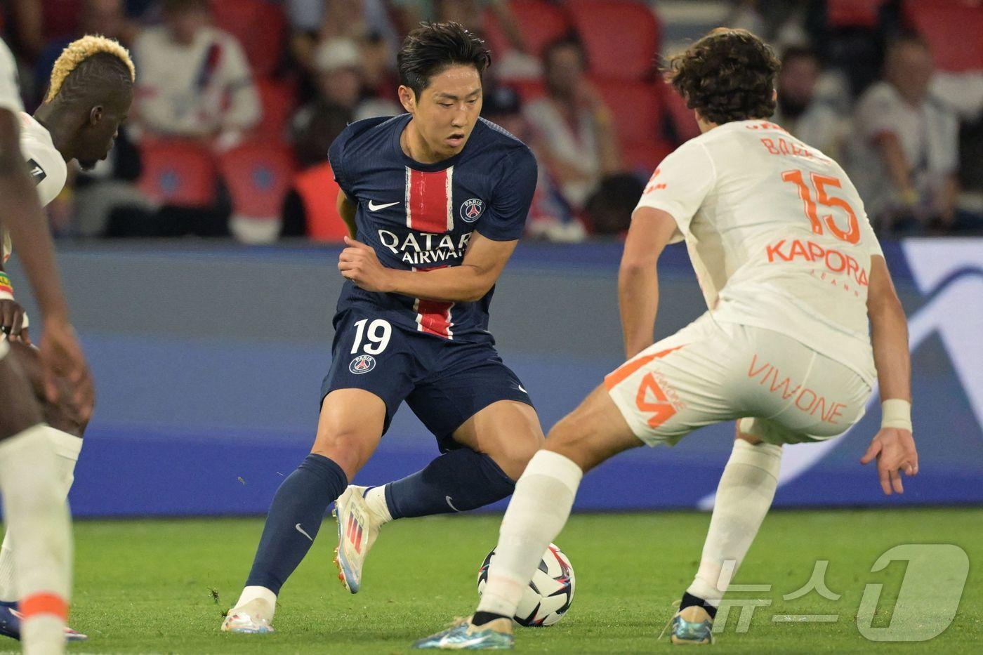 PSG 이강인이 24일(한국시간) 열린 2024-25 프랑스 리그1 몽펠리에와 홈 경기에서 후반 37분 득점하며 개막 후 2경기 연속 골을 기록했다. ⓒ AFP=뉴스1